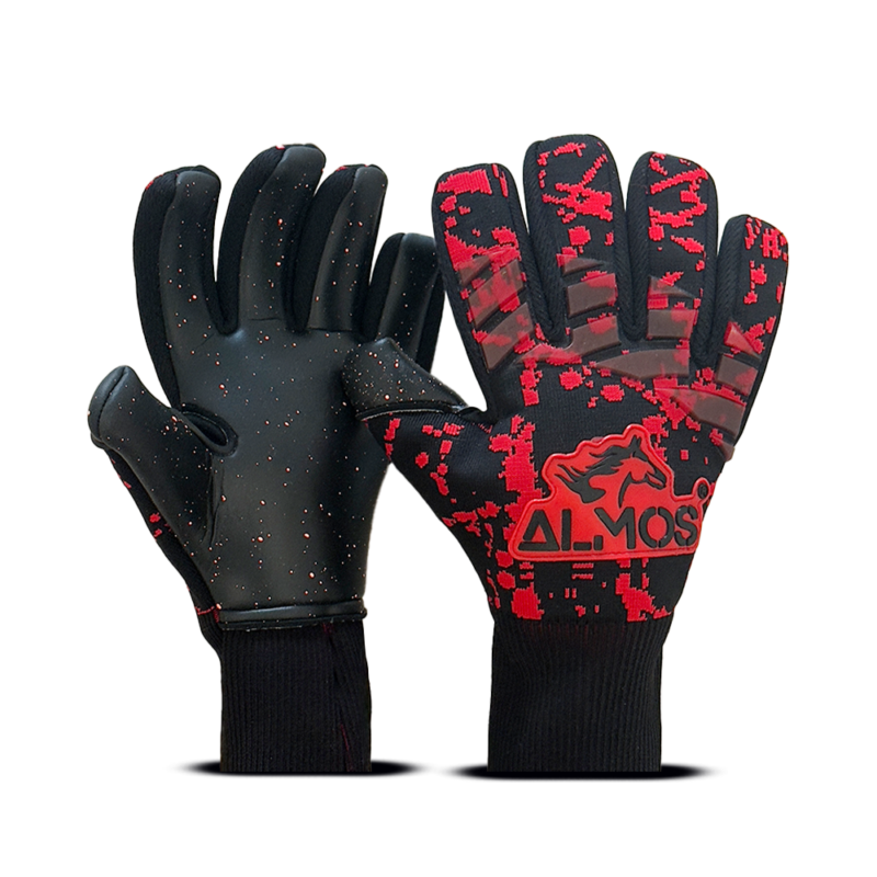Almos Football Max Pro Gel Goalkeeper Gloves – Red & Black | Sizes 7, 8, 9