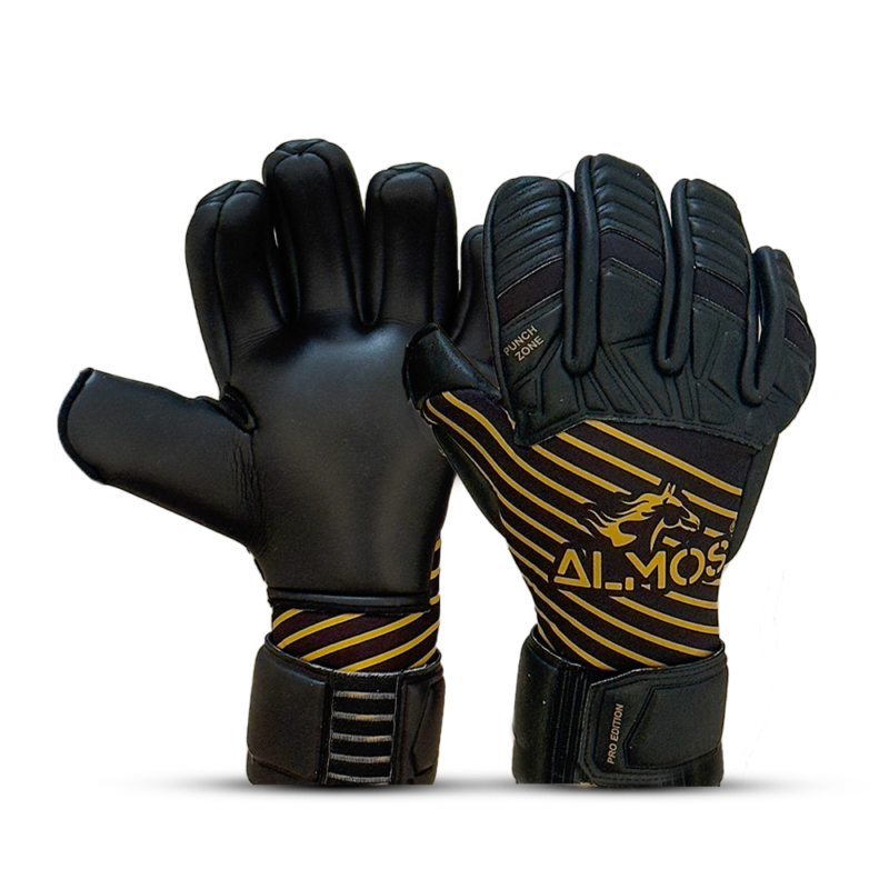 Almos Football Max Super Soft Reflex Goalkeeper Gloves – Black & Gold | Sizes 7, 8, 9